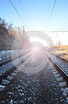 Winter railroad landscape