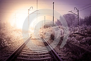 Winter railroad landscape