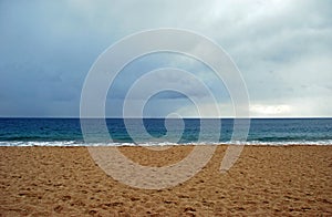 Winter rain off the Main Beach, Laguna Beach, California.