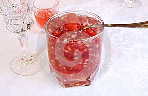 Winter red-white pomegranate-grapefruit dessert