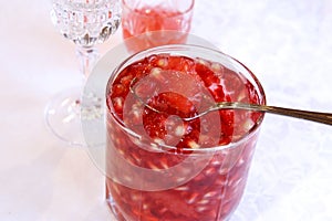 Winter red-white pomegranate-grapefruit jelly