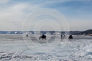 Winter rest on the ice of Baikal.