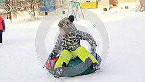 Winter riding on the cheesecakes with snowy city slides