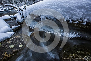 Winter river in Capcir, Cerdagne, Pyrenees, France