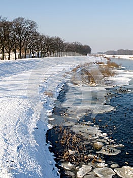 Winter river in Poland