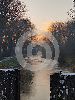 Winter evening river walks