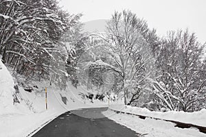 Winter road for Castelluccio di Norcia in Umbria