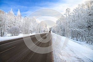 Winter road highway traffic