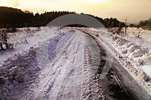 Winter road in rural areas