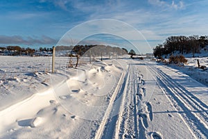 Winter road snowy landscape