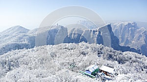 Winter, the road of Tianmen Mountain in Zhangjiajie, Hunan, curved road, mountain road
