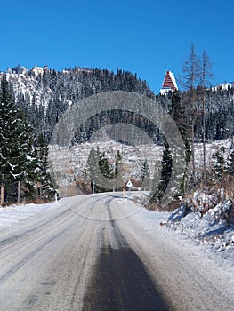 Winter road to High Tatras from Strba