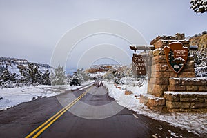 Winter road in Zion National Park, United States of America