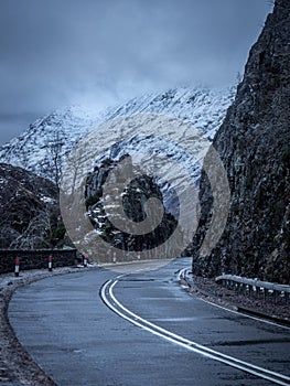 Winter roads in Glencoe Scotland