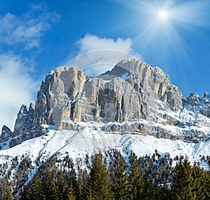 Winter rocky mountain view, Italy.