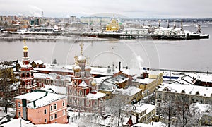 Winter russian ancient city Nizhny Novgorod