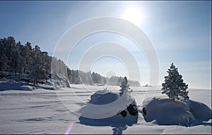 Winter in the Russian north the frozen