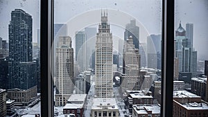 Winter\'s Embrace on Chicago Skyline. Concept Winter Photography, Cityscape, Chicago Landmarks,