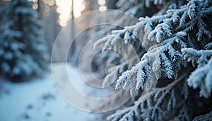 Winter's Frosted Forest Path