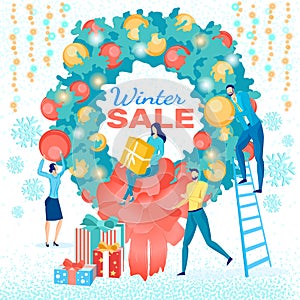 Winter Sale Announcement in Festive Wreath Poster