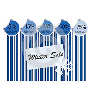 Winter sale background with bar code