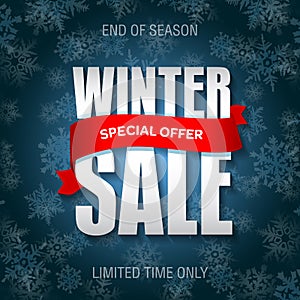 Winter sale badge, label, promo banner template. Special sale offer