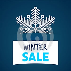 Winter sale banner with snowflake