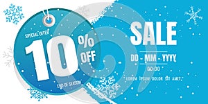 Winter sale banner template design. snow flake. Ice Crystals. se