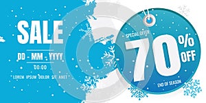 Winter sale banner template design. snow flake. Ice Crystals. se