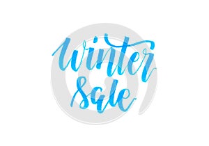 Winter Sale - blue inscription hand lettering