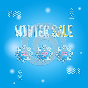 Winter sale design template. poster or banner with snow elements and text for shopping promotion