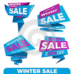 Winter sale. Sale label price tag banner badge template sticker