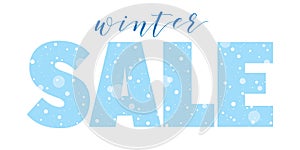 Winter sale seasonal banner with snow