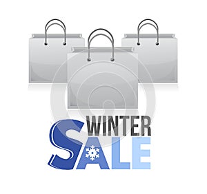 Winter sale shopping bags illustration