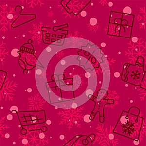 Winter sale and shopping seamless pattern