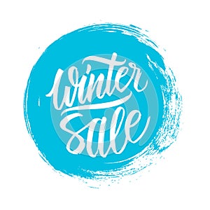 Winter Sale. Special offer banner with handwritten text design and circle brush stroke