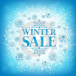 Winter Sale Text in White Space with Snow Flakes