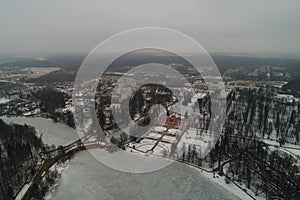 Winter sanatorium in the Marfino Estate, aerial view, Moscow region, Russia