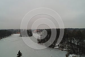 Winter sanatorium in the Marfino Estate, aerial view, Moscow region, Russia,