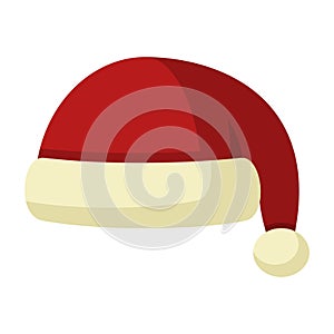 Winter Santa Claus hat icon isolated on white background. Knitting red headwear and cap for cold weather. Outdoor