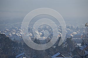 Winter scene - Airpollution air pollution, Valjevo, Serbia