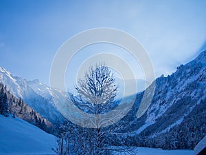 Winter scene in the Allgau Alps near Oberstdorf, Germany