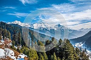 The winter scene in Aru Valley near Pahalgam, Kashmir, India photo