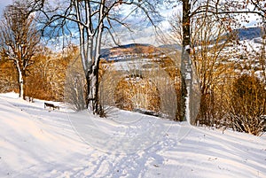 Winter scene Bavaria-snow-covered hills in Hersbruck