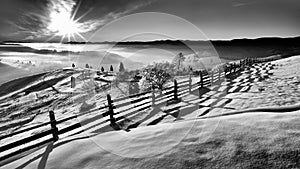 Winter scene in the Carpathian mountains , remote and harsh environment
