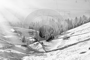 Winter scene in the Carpathian mountains , remote and harsh environment