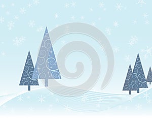 Winter scene Christmas card
