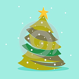 Winter scene, Christmas tree. Vector illustration