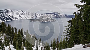 Winter Scene at Crater Lake Volcano snow covered