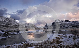 A winter scene from Flakstad island, Lofoten islands